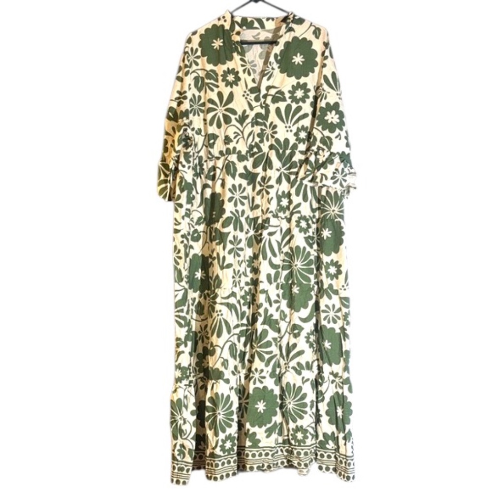SHEIN Curve Green White Floral Women’s 4XL Maxi Dress New Without Tags - Picture 1 of 7